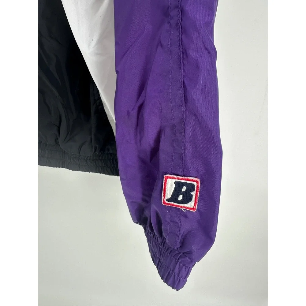 Vintage Bike Mens XLT Colorblock Windbreaker Jacket Purple Black White Full Zip‎
